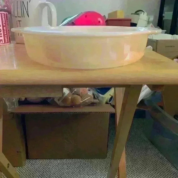 Vintage Fire King Peach Luster Round Serving Dish with Handles - Picture 1 of 3